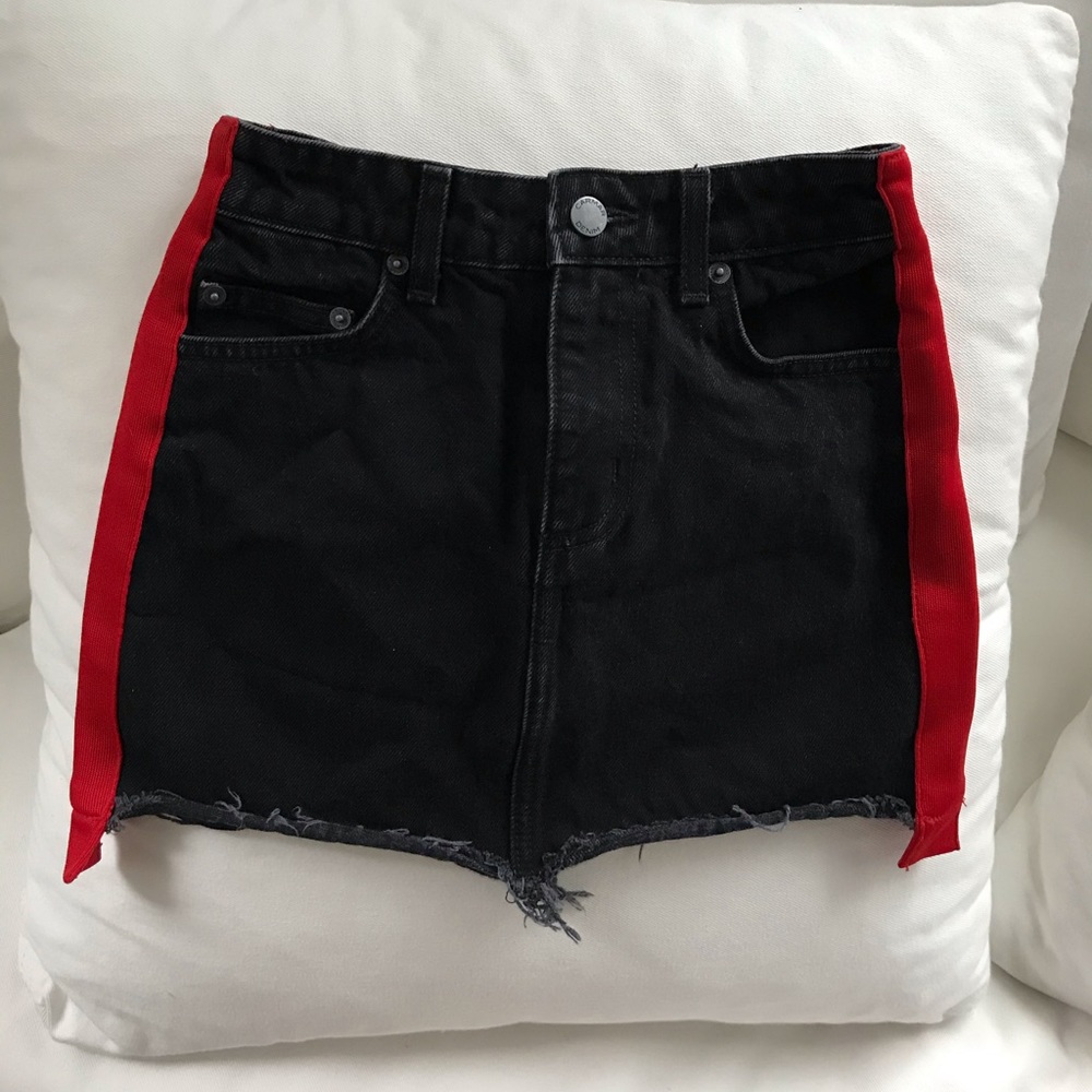 Carmar Black Denim/Red Stripe Skirt